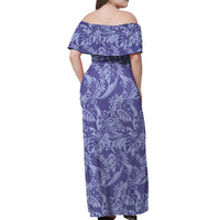 Tahiti Vareau Tiare Floral Off Shoulder Maxi Dress Monstera Palm Tropical Leaves LT01 - Polynesian Pride