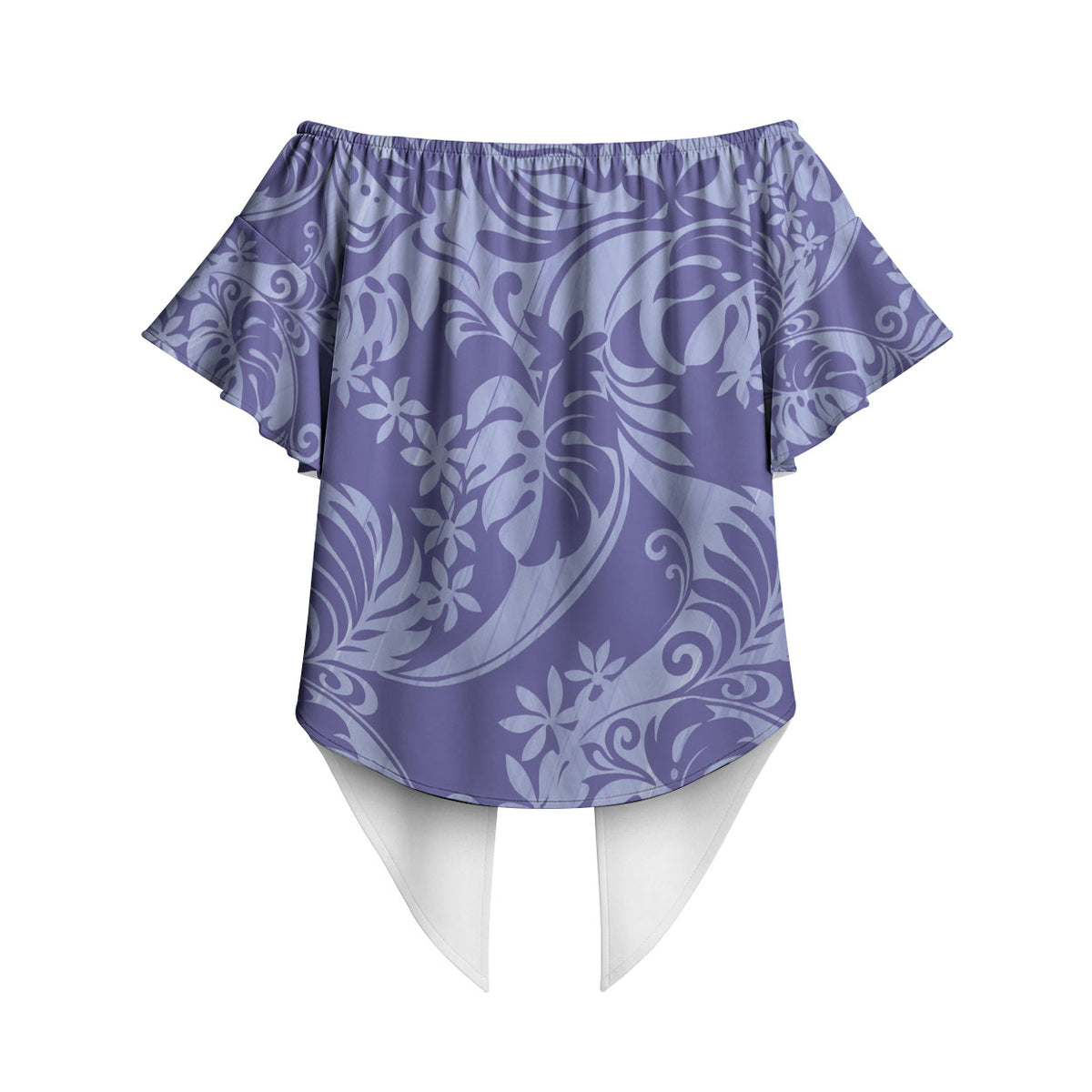 Tahiti Vareau Tiare Floral Off Shoulder Wrap Waist Top Monstera Palm Tropical Leaves LT01 - Polynesian Pride