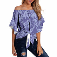 Tahiti Vareau Tiare Floral Off Shoulder Wrap Waist Top Monstera Palm Tropical Leaves LT01 - Polynesian Pride