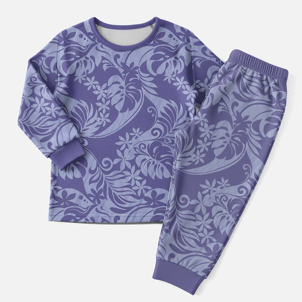 Tahiti Vareau Tiare Floral Christmas Pajama Set Monstera Palm Tropical Leaves LT01 Men Purple - Polynesian Pride
