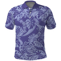 Tahiti Vareau Tiare Floral Polo Shirt Monstera Palm Tropical Leaves LT01 Purple - Polynesian Pride