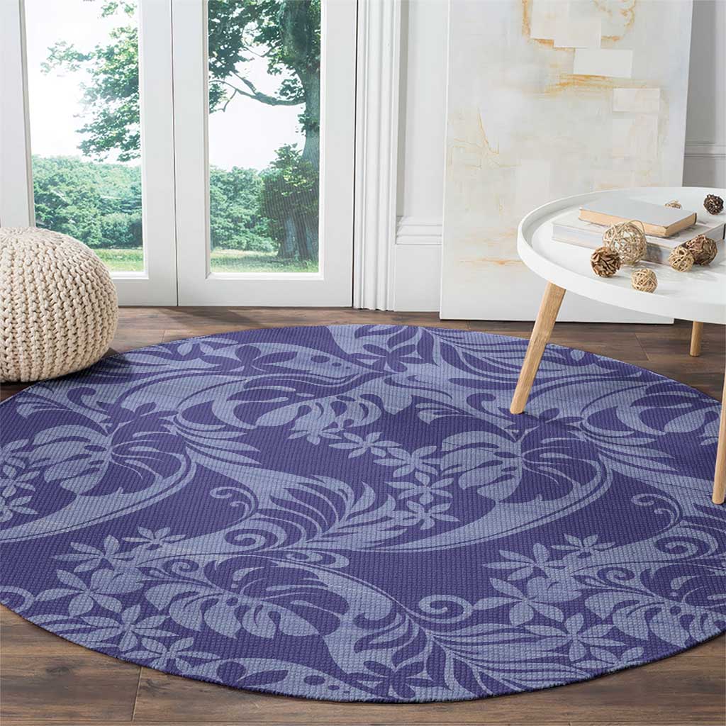 Tahiti Vareau Tiare Floral Round Carpet Monstera Palm Tropical Leaves - Polynesian Pride