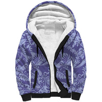 Tahiti Vareau Tiare Floral Sherpa Hoodie Monstera Palm Tropical Leaves LT01 Unisex Purple - Polynesian Pride