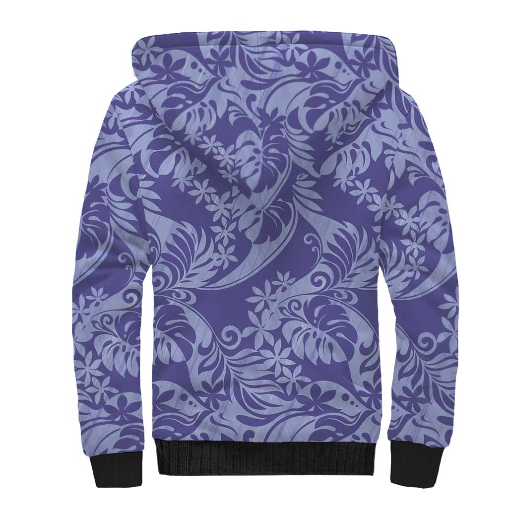 Tahiti Vareau Tiare Floral Sherpa Hoodie Monstera Palm Tropical Leaves LT01 - Polynesian Pride