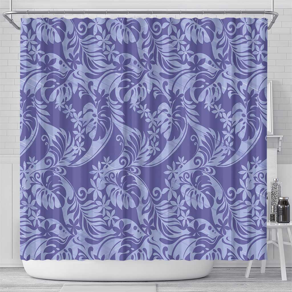 Tahiti Vareau Tiare Floral Shower Curtain Monstera Palm Tropical Leaves LT01 - Polynesian Pride