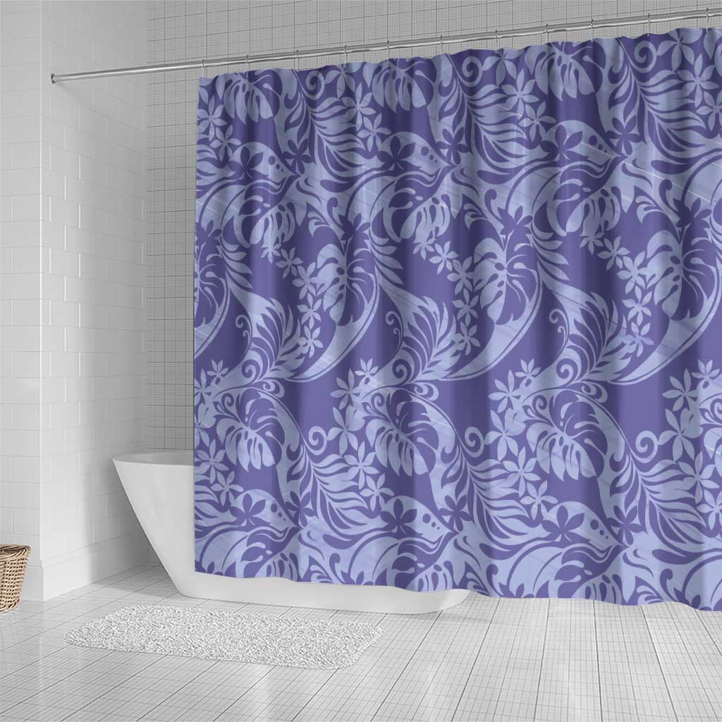 Tahiti Vareau Tiare Floral Shower Curtain Monstera Palm Tropical Leaves LT01 - Polynesian Pride