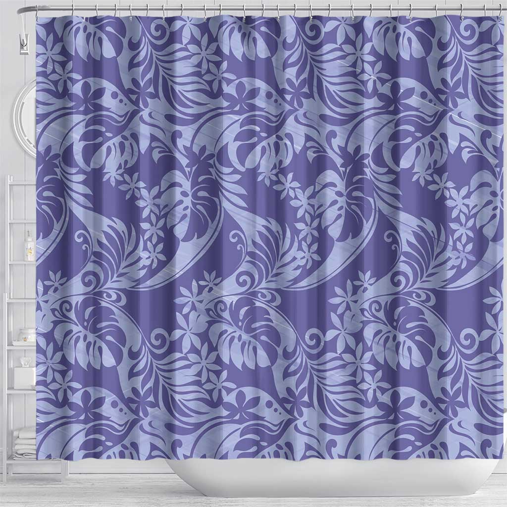 Tahiti Vareau Tiare Floral Shower Curtain Monstera Palm Tropical Leaves LT01 - Polynesian Pride