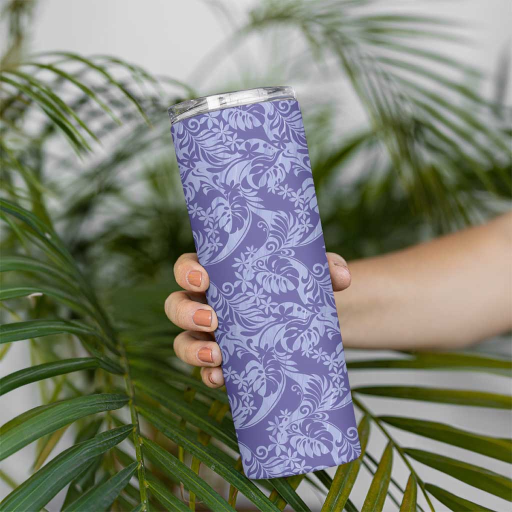 Tahiti Vareau Tiare Floral Skinny Tumbler Monstera Palm Tropical Leaves LT01 - Polynesian Pride