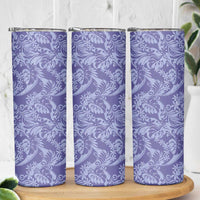 Tahiti Vareau Tiare Floral Skinny Tumbler Monstera Palm Tropical Leaves LT01 - Polynesian Pride