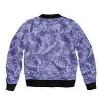 Tahiti Vareau Tiare Floral Sleeve Zip Bomber Jacket Monstera Palm Tropical Leaves - Polynesian Pride