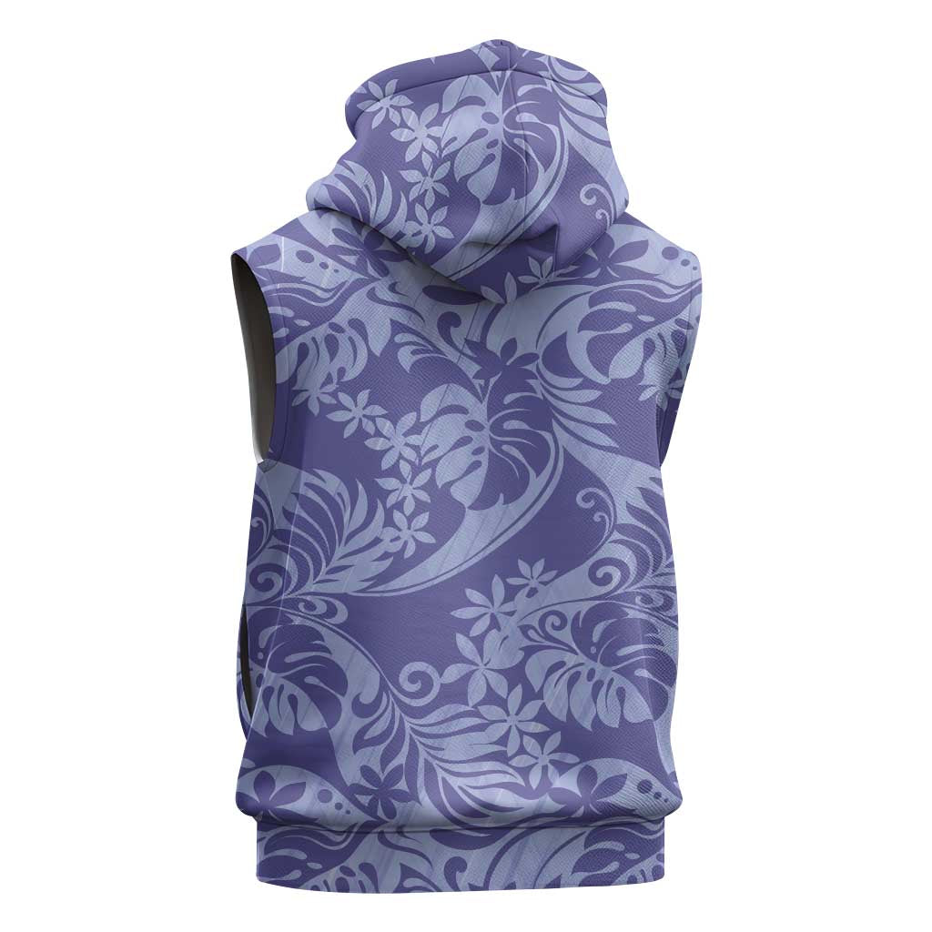 Tahiti Vareau Tiare Floral Sleeveless Hoodie Monstera Palm Tropical Leaves LT01 - Polynesian Pride