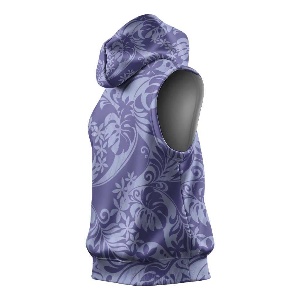 Tahiti Vareau Tiare Floral Sleeveless Hoodie Monstera Palm Tropical Leaves LT01 - Polynesian Pride
