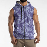 Tahiti Vareau Tiare Floral Sleeveless Zip Hoodie Monstera Palm Tropical Leaves LT01 - Polynesian Pride
