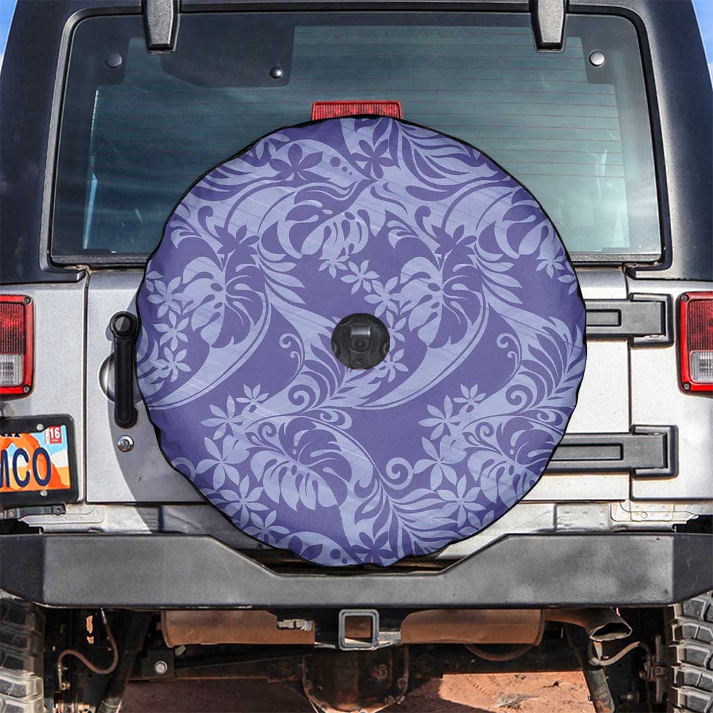 Tahiti Vareau Tiare Floral Spare Tire Cover Monstera Palm Tropical Leaves LT01 Purple - Polynesian Pride