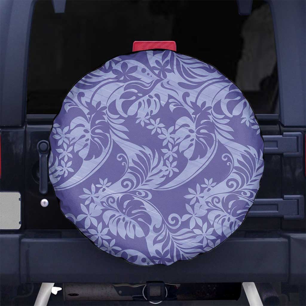 Tahiti Vareau Tiare Floral Spare Tire Cover Monstera Palm Tropical Leaves LT01 No hole Purple - Polynesian Pride