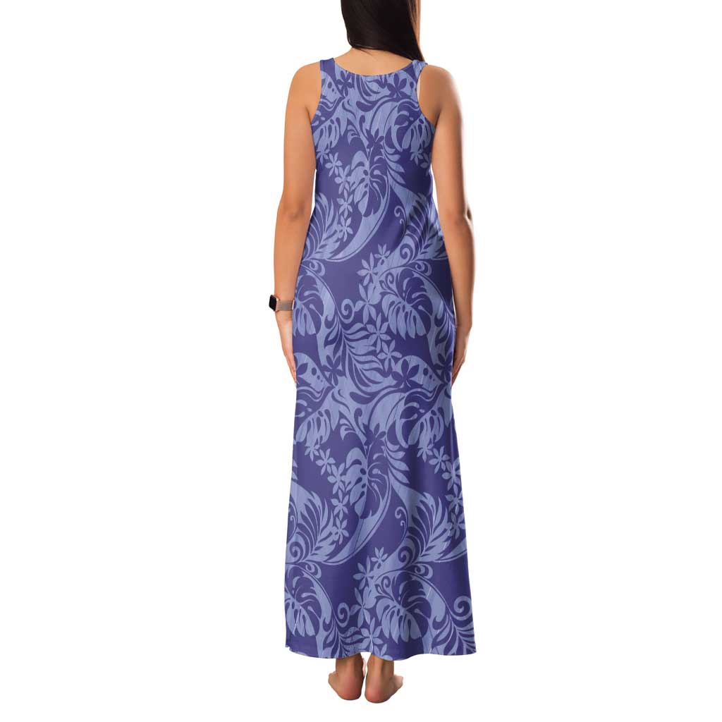 Tahiti Vareau Tiare Floral Tank Maxi Dress Monstera Palm Tropical Leaves LT01 - Polynesian Pride