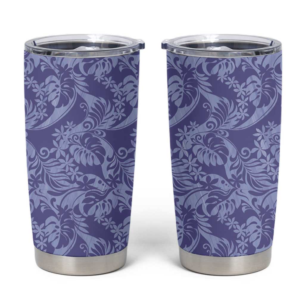 Tahiti Vareau Tiare Floral Tumbler Cup Monstera Palm Tropical Leaves LT01 Purple - Polynesian Pride