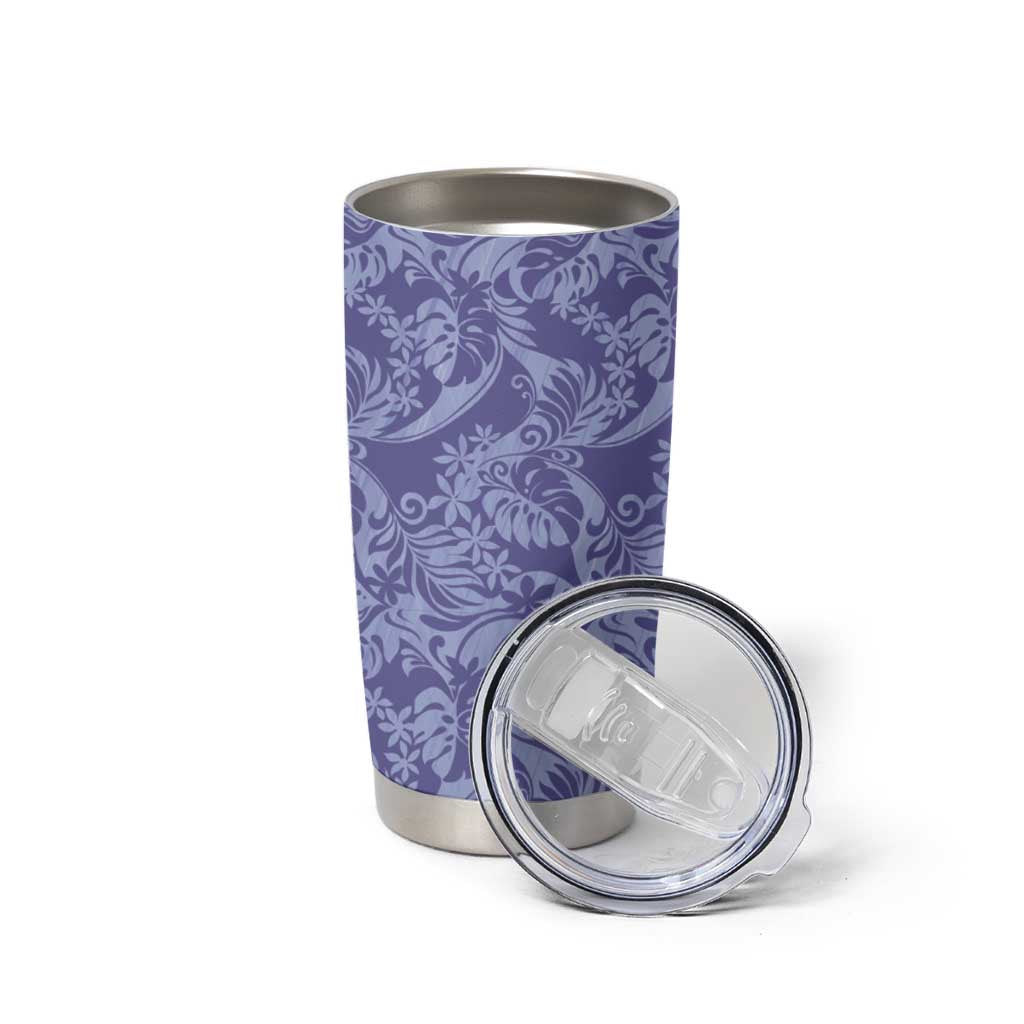 Tahiti Vareau Tiare Floral Tumbler Cup Monstera Palm Tropical Leaves LT01 - Polynesian Pride