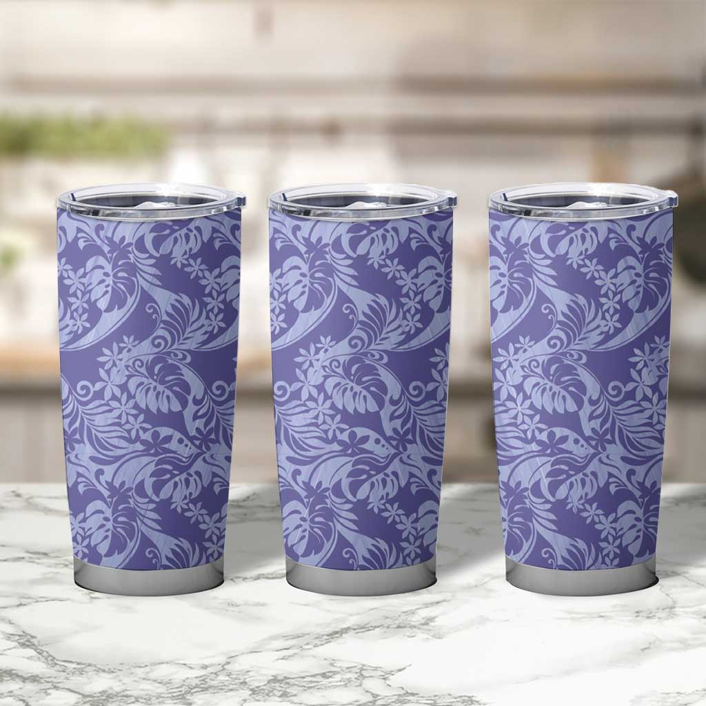 Tahiti Vareau Tiare Floral Tumbler Cup Monstera Palm Tropical Leaves LT01 - Polynesian Pride