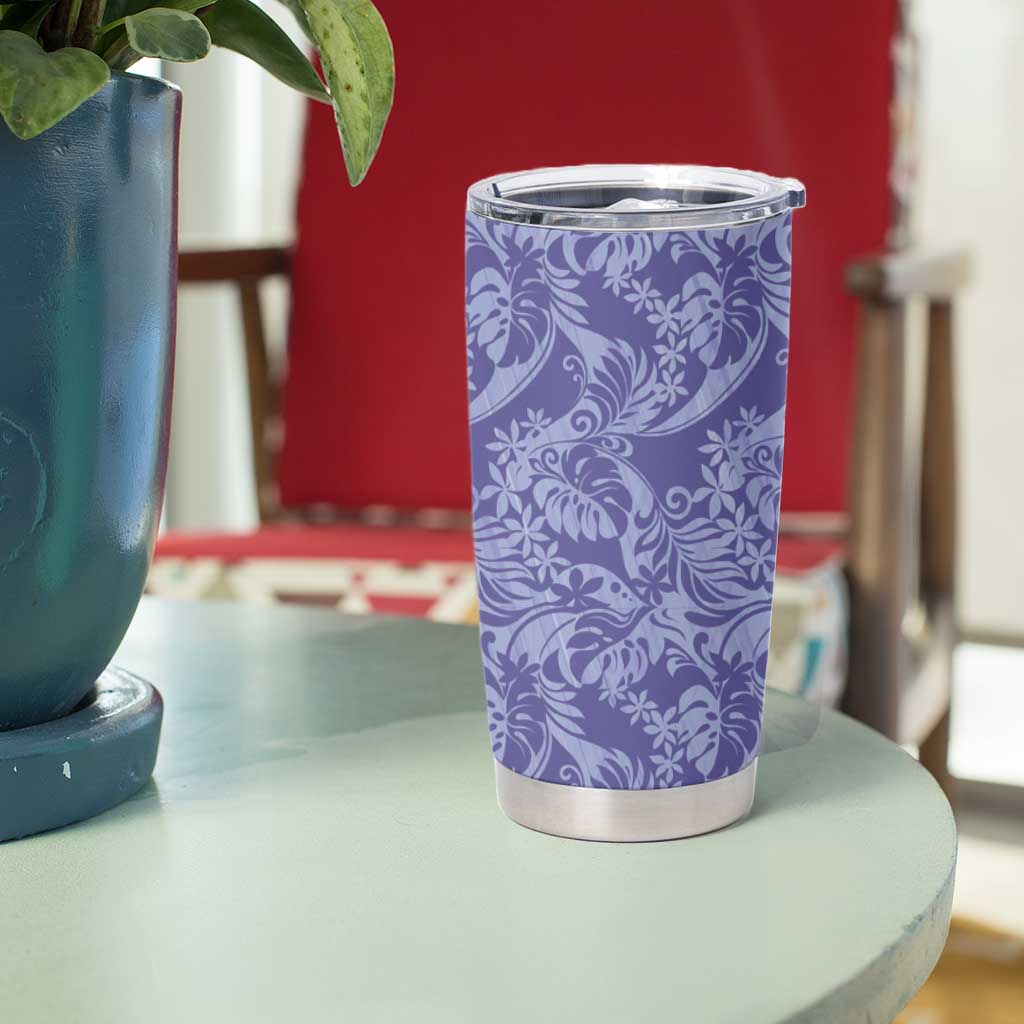 Tahiti Vareau Tiare Floral Tumbler Cup Monstera Palm Tropical Leaves LT01 - Polynesian Pride