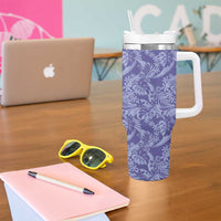 Tahiti Vareau Tiare Floral Tumbler With Handle Monstera Palm Tropical Leaves LT01 - Polynesian Pride