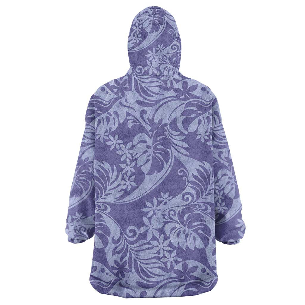 Tahiti Vareau Tiare Floral Wearable Blanket Hoodie Monstera Palm Tropical Leaves LT01 - Polynesian Pride