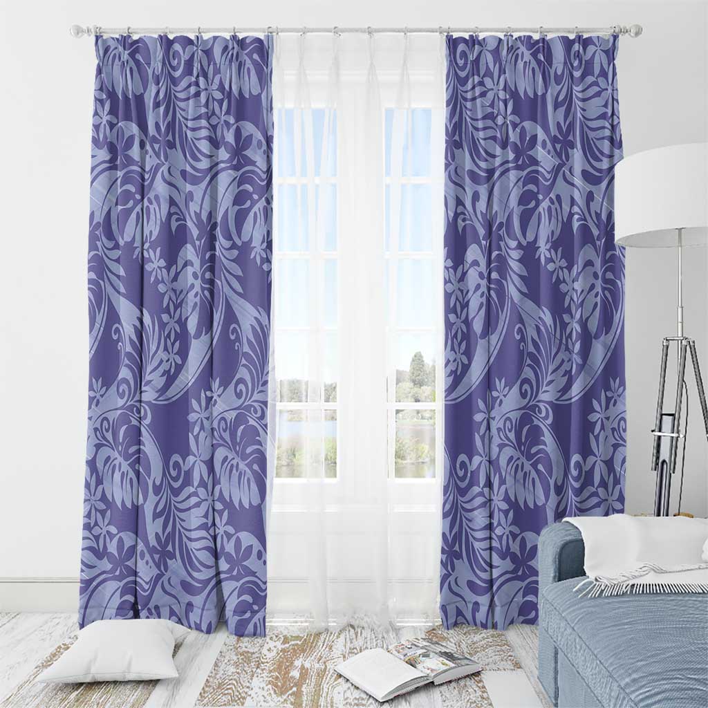 Tahiti Vareau Tiare Floral Window Curtain Monstera Palm Tropical Leaves - Polynesian Pride