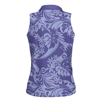 Tahiti Vareau Tiare Floral Women Sleeveless Polo Shirt Monstera Palm Tropical Leaves LT01 - Polynesian Pride