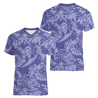 Tahiti Vareau Tiare Floral Women V-Neck T-Shirt Monstera Palm Tropical Leaves LT01 - Polynesian Pride