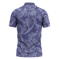 Tahiti Vareau Tiare Floral Zipper Polo Shirt Monstera Palm Tropical Leaves LT01 - Polynesian Pride