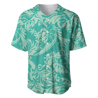 Tahiti Teal Tiare Floral Baseball Jersey Monstera Palm Tropical Leaves LT01 Teal - Polynesian Pride