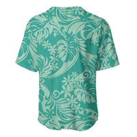 Tahiti Teal Tiare Floral Baseball Jersey Monstera Palm Tropical Leaves LT01 - Polynesian Pride