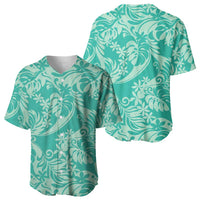 Tahiti Teal Tiare Floral Baseball Jersey Monstera Palm Tropical Leaves LT01 - Polynesian Pride