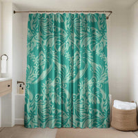 Tahiti Teal Tiare Floral Bathroom Set Monstera Palm Tropical Leaves LT01 Shower Curtain Only Teal - Polynesian Pride