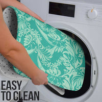 Tahiti Teal Tiare Floral Bathroom Set Monstera Palm Tropical Leaves LT01 - Polynesian Pride