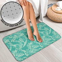 Tahiti Teal Tiare Floral Bathroom Set Monstera Palm Tropical Leaves LT01 - Polynesian Pride