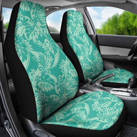 Tahiti Teal Tiare Floral Car Seat Cover Monstera Palm Tropical Leaves LT01 - Polynesian Pride