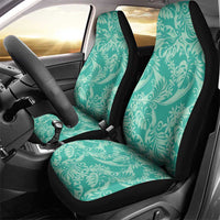 Tahiti Teal Tiare Floral Car Seat Cover Monstera Palm Tropical Leaves LT01 - Polynesian Pride