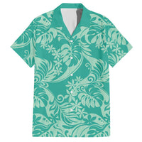 Tahiti Teal Tiare Floral Hawaiian Shirt Monstera Palm Tropical Leaves LT01 Teal - Polynesian Pride