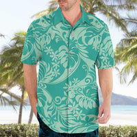 Tahiti Teal Tiare Floral Hawaiian Shirt Monstera Palm Tropical Leaves LT01 - Polynesian Pride
