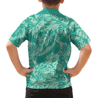 Tahiti Teal Tiare Floral Hawaiian Shirt Monstera Palm Tropical Leaves LT01 - Polynesian Pride