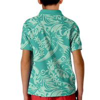 Tahiti Teal Tiare Floral Kid Polo Shirt Monstera Palm Tropical Leaves LT01 - Polynesian Pride