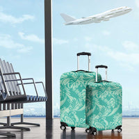 Tahiti Teal Tiare Floral Luggage Cover Monstera Palm Tropical Leaves LT01 - Polynesian Pride