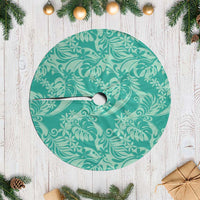 Tahiti Teal Tiare Floral Tree Skirt Monstera Palm Tropical Leaves LT01 Casual Teal - Polynesian Pride