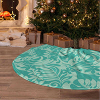 Tahiti Teal Tiare Floral Tree Skirt Monstera Palm Tropical Leaves LT01 - Polynesian Pride
