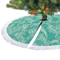 Tahiti Teal Tiare Floral Tree Skirt Monstera Palm Tropical Leaves LT01 - Polynesian Pride