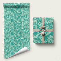 Tahiti Teal Tiare Floral Wrapping Paper Monstera Palm Tropical Leaves LT01 58" × 23" Teal - Polynesian Pride