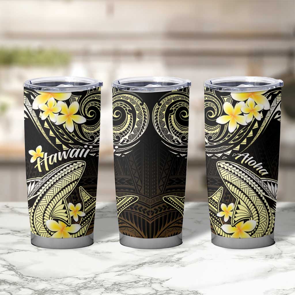 Hawaii Tumbler Cup Polynesian Shark with Kakau Gold Version LT01 - Polynesian Pride