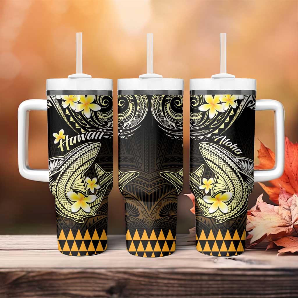 Hawaii Tumbler With Handle Polynesian Shark with Kakau Gold Version LT01 - Polynesian Pride