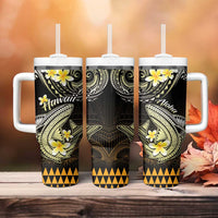 Hawaii Tumbler With Handle Polynesian Shark with Kakau Gold Version LT01 - Polynesian Pride